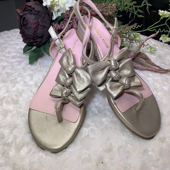 Taryn Rose Champagne Bow Sandal sz 8 - Picture 4 of 5
